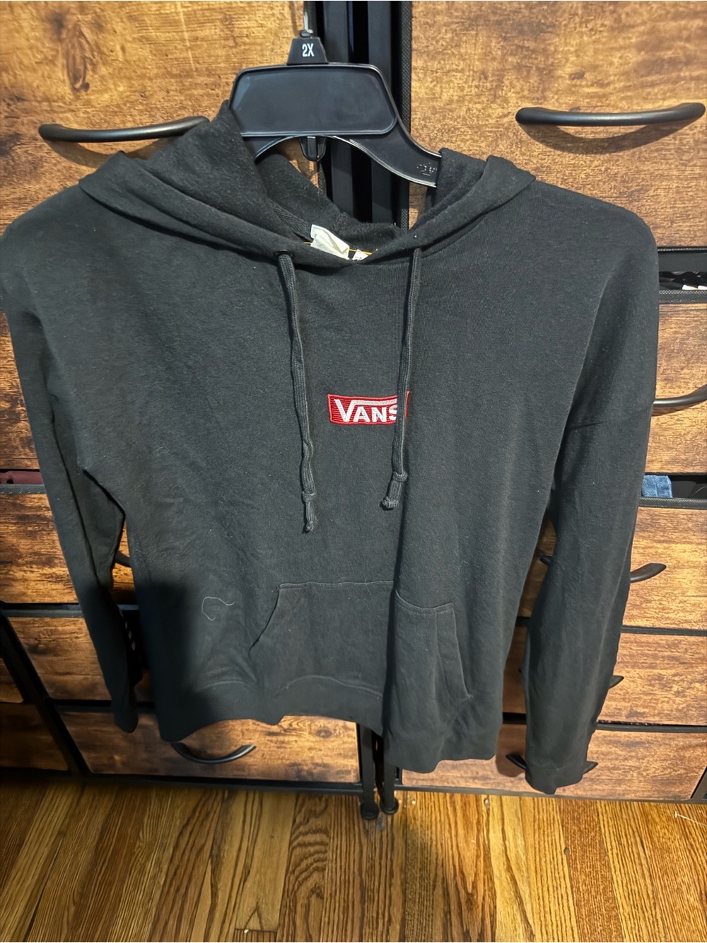 Vans Black Hoodie with Red Logo Mens size M